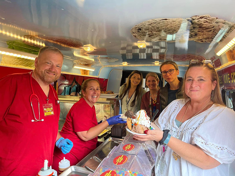 Guests are Served Ice Cream Inside the Bus