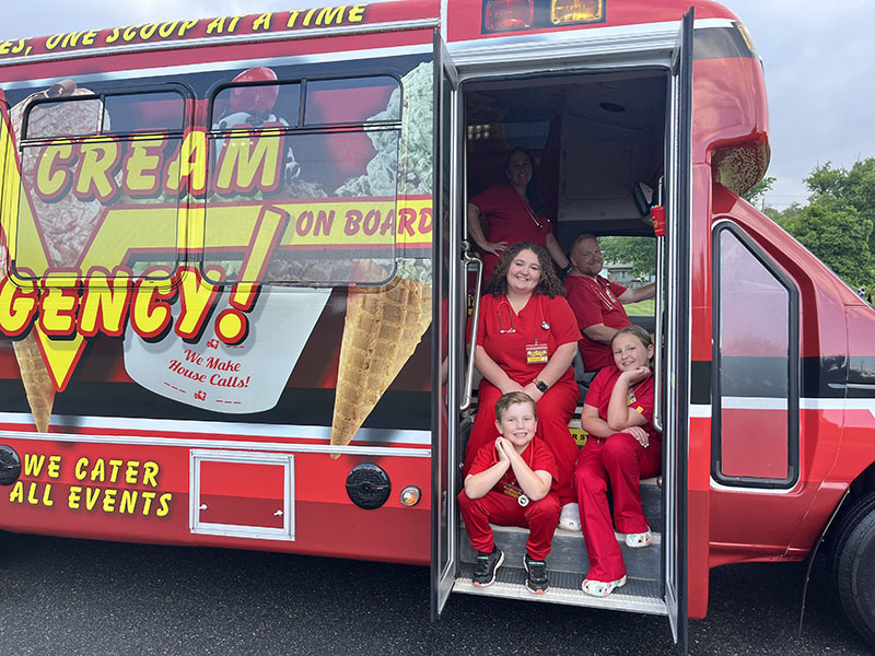 Guests are Served Ice Cream Inside the Bus