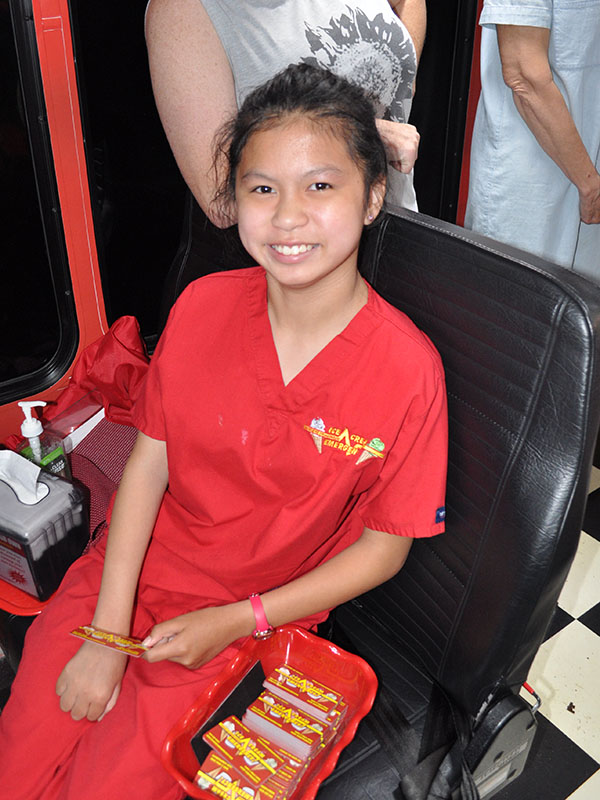 Guests are Served Ice Cream Inside the Bus