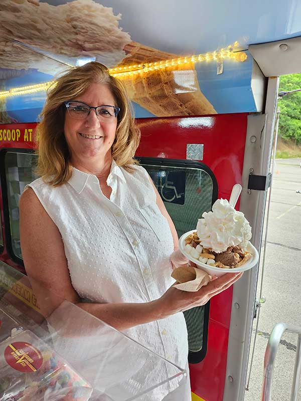 Woman Showing Ice Cream Sundae in NW Pittsburg
