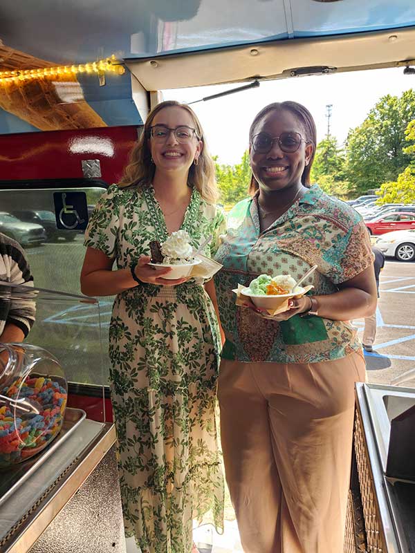 Two Women Holding Ice Cream Sundaes in NW Pittsburg
