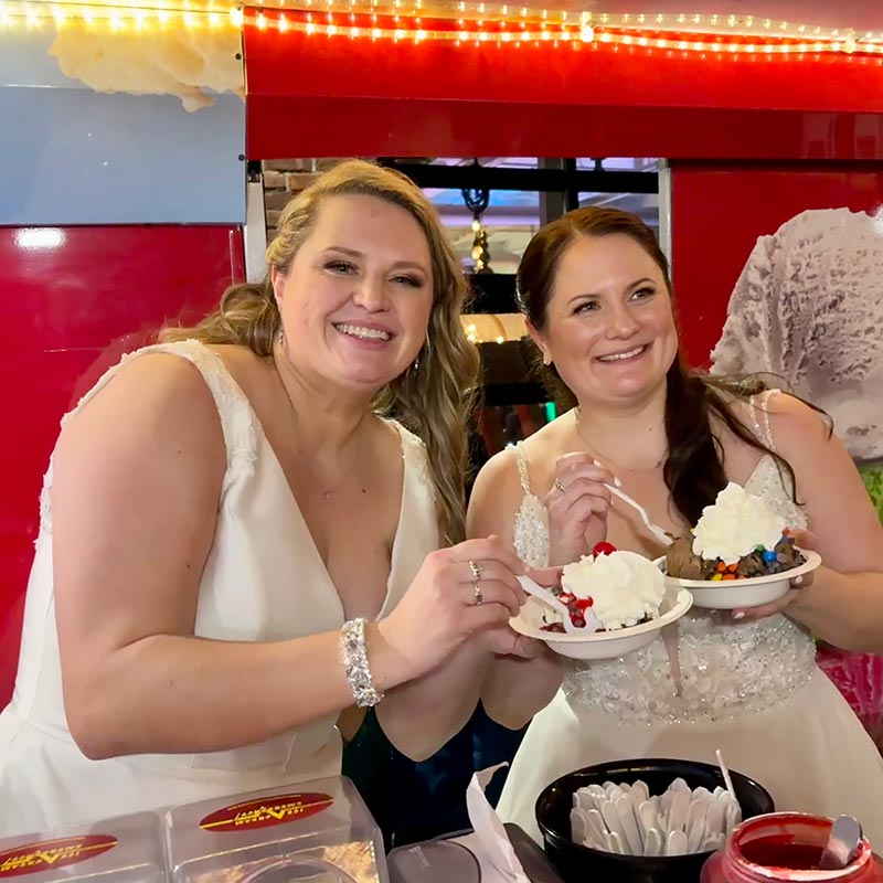 Bride Eating Ice Cream at Her Wedding on the South Shore Boston MA