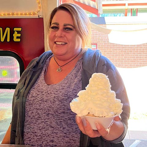 Woman Holding Large Ice Cream Sundae Woman Holding Large Ice Cream Sundae