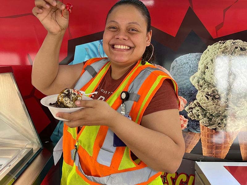 Employee Celebrating with Ice Cream Employee Celebrating with Ice Cream