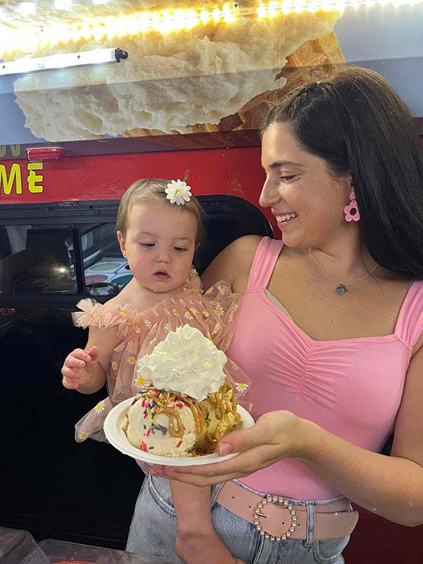 Mother and Daughter Sharing Ice Cream in Jersey Shore NJ Mother and Daughter Sharing Ice Cream in Jersey Shore NJ