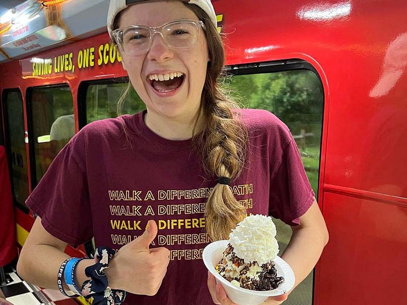 Thumbs Up with Her Ice Cream in NJ