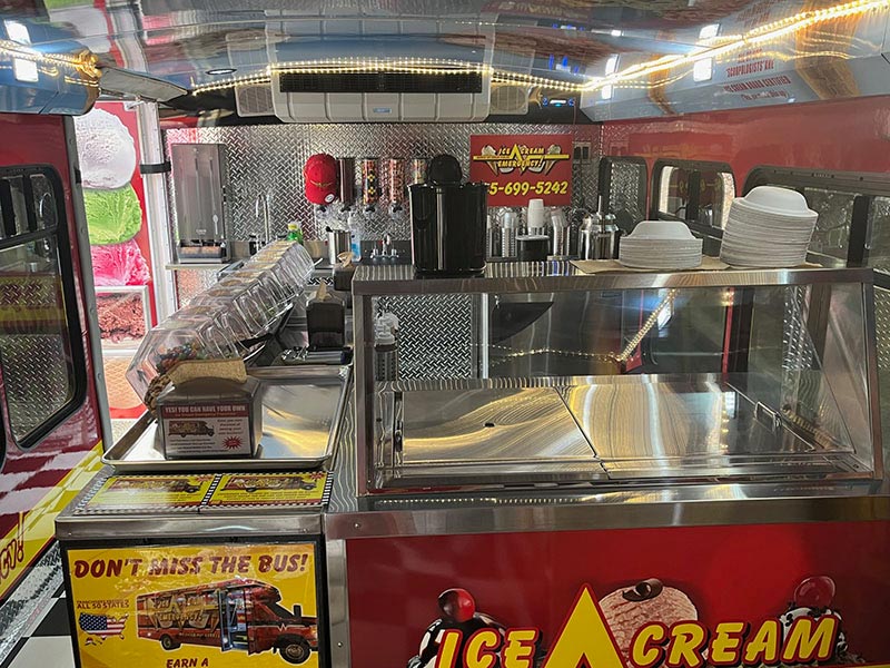 Inside of the Ice Cream Emergency Bus