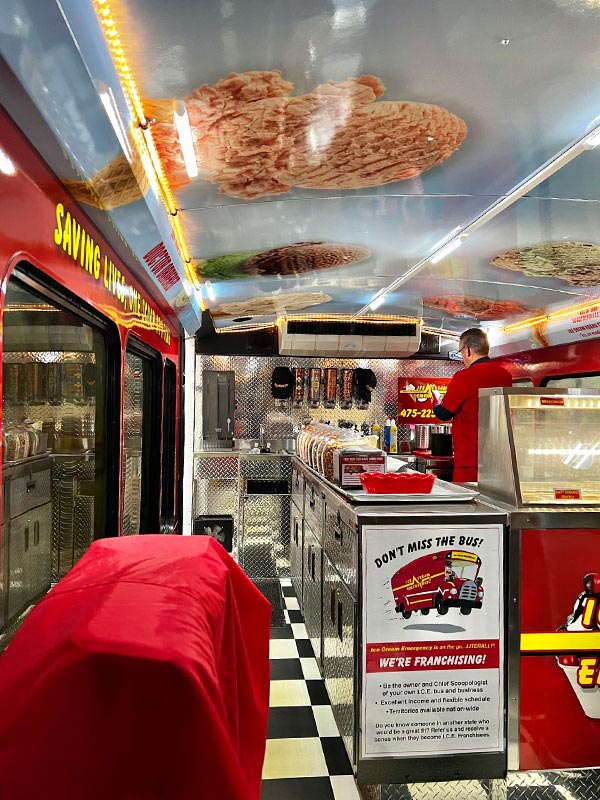 Inside of the Ice Cream Emergency Bus