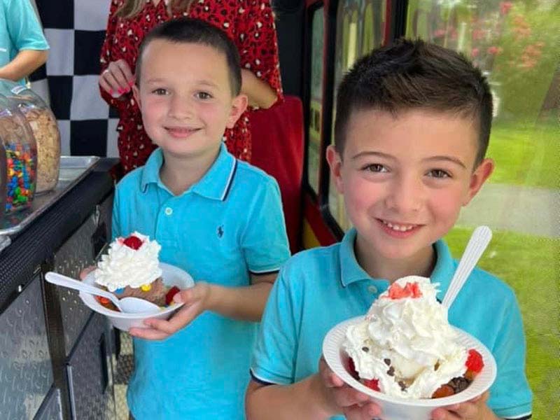 Kids with Their Ice Cream Sundaes Kids with Their Ice Cream Sundaes